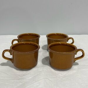 Taylor International USA coffee mugs glazed Brown 8 oz mid-century set of 4